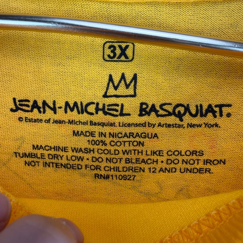 Jean-Michel Basquiat Graphic T-Shirt Mens 3X Yellow Cotton Art Skull Print - Picture 2 of 7
